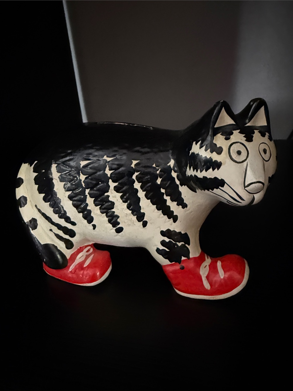 Vintage B. Kliban Cat Ceramic Coin Bank Figurine Kliban Cat Red Shoes